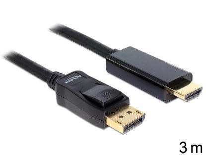 Kabel DELOCK, DisplayPort 1.2 (M) na HDMI A (M), High Speed, 3m