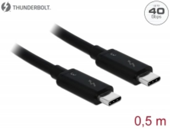 Kabel DELOCK, Thunderbolt 3, USB-C (M) na USB-C (M), 0.5m, črni