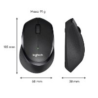 Miška LOGITECH M330 Silent Plus, optična, 1000dpi, brezžična, črna, USB