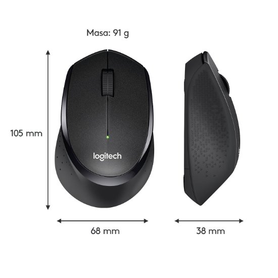 Miška LOGITECH M330 Silent Plus, optična, 1000dpi, brezžična, črna, USB