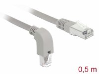 Kabel DELOCK Cat.6 RJ45, S/FTP, kotni/ravni, 0,5m, sivi