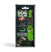 Ovratnica za pse SATZUMA Light Up Dog Collar, zelena, LED svetleča, 37-46cm