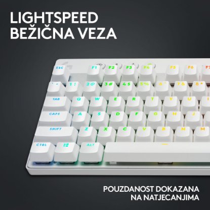 Tipkovnica LOGITECH G Pro X TKL LIGHTSPEED, mehanička, brezžična, RGB, bela