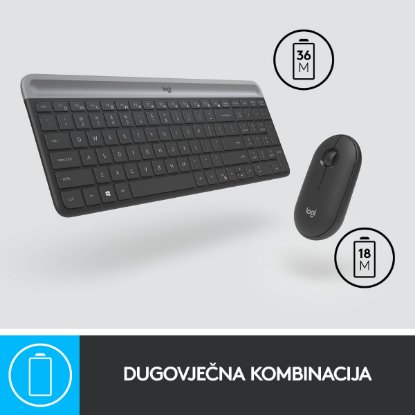 Tipkovnica + miška LOGITECH MK470 Slim Wireless, brezžična, črna
