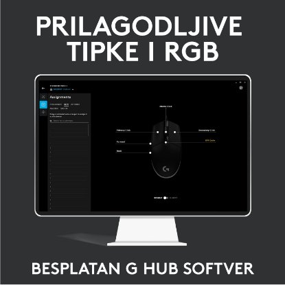 Miška LOGITECH Gaming G102 Lightsync, optična, 8000dpi, črna, USB