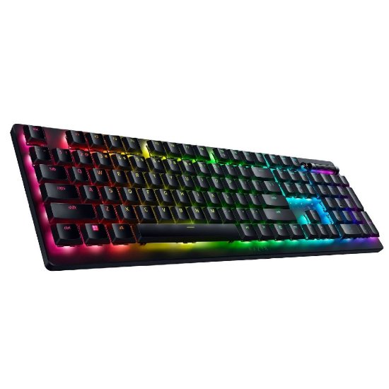 ipkovnica RAZER Deathstalker V2 Pro, brezžična, mehanska, Clicky Optical Purple Switch, RGB, US, črna