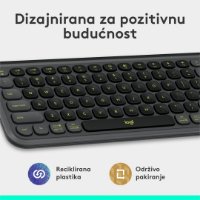 Tipkovnica LOGITECH POP Icon Keys, brezžična, US Layout, BT, sivo-zelena