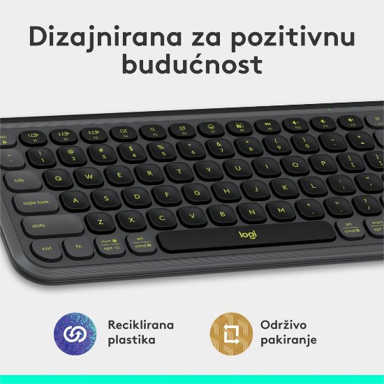 Tipkovnica LOGITECH POP Icon Keys, brezžična, US Layout, BT, sivo-zelena