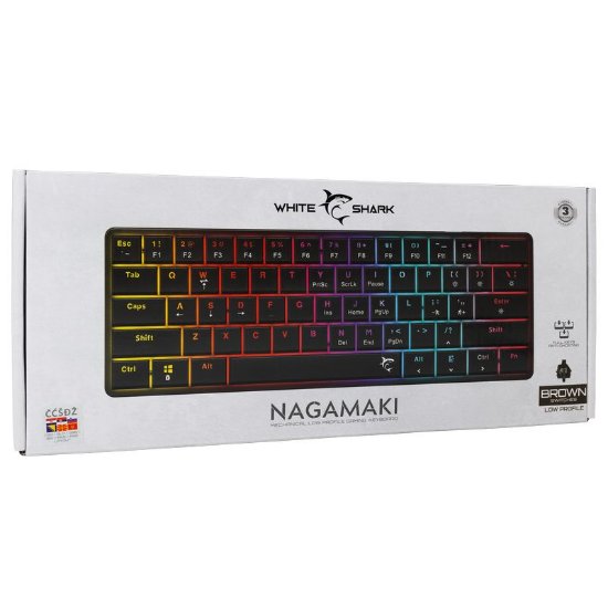 Tipkovnica WHITE SHARK GK-006132 Nagamaki, RGB, smeđi switch, mehanička, UK/SLO/HR, USB, črna