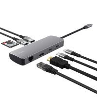 Postaja za priklop TRUST Dalyx, 8 v 1, USB-C na 2x USB 3.1, 2x USB-C, HDMI, LAN, čitalec kartic