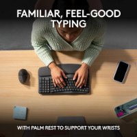 Komplet tipkovnica + miška LOGITECH Wave Keys + Lift, ergonomski, brezžični, črn