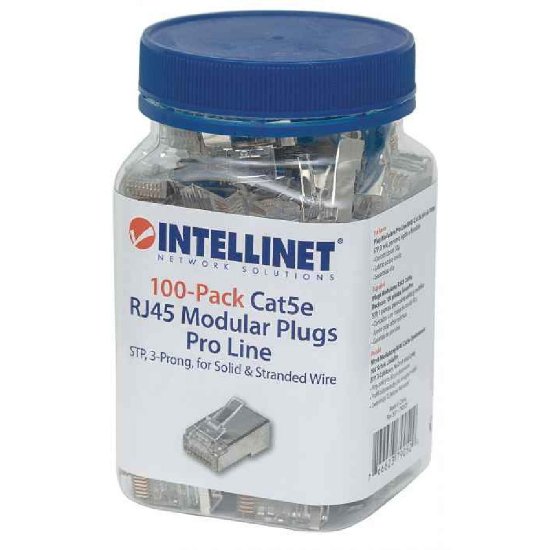STP konektor INTELLINET CAT5e RJ45 Pro Line, trojni zobčasti terminal, 100 kosov
