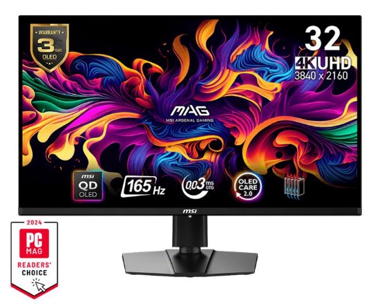 Gaming monitor 31.5" MSI MAG 321UP QD-OLED, 4K UHD, OLED, 165Hz, 1ms, 250cd/m2, FreeSync, pivot, črn
