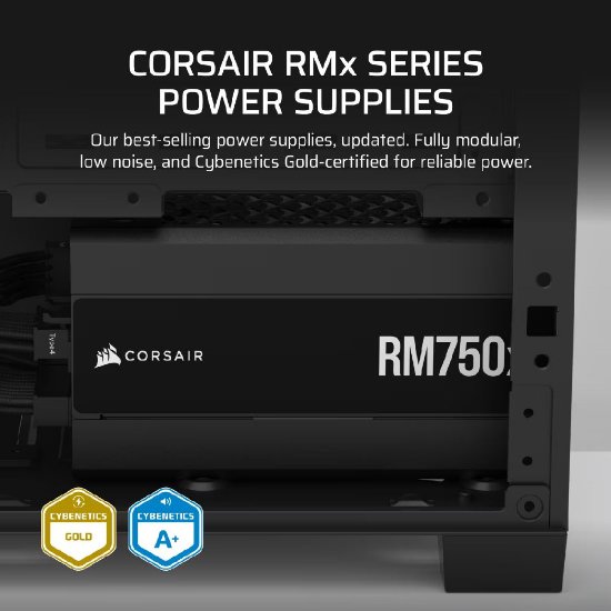 Napajalnik 750W, CORSAIR RM750x, CP-9020285-EU, ATX 3.1, 135mm vent., 80+ Gold, modularno
