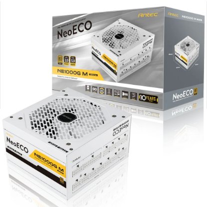 Napajalnik 1000W, ANTEC NeoECO 1000G M White EC ATX3.0, 120mm vent., 80+ Gold, modularno, belo