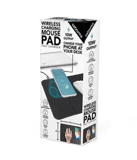 Podloga za miško SATZUMA WCMP-100, brezžično polnjenje, črna