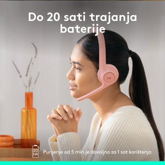 slušalke LOGITECH Zone 300, brezžične, BT, roze