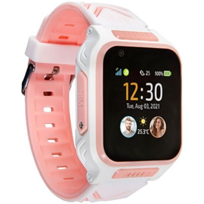 Otroška pametna ura MYKI 4, 4G video klici, sledenje lokaciji, vodoodporna, belo-roza