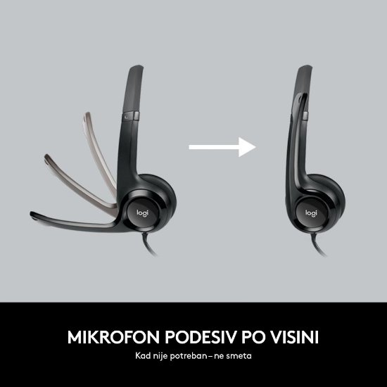 slušalke LOGITECH H390, črne, USB