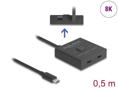 razdelnik DELOCK, USB-C 2-1 switch, 8K, dvosmjerni