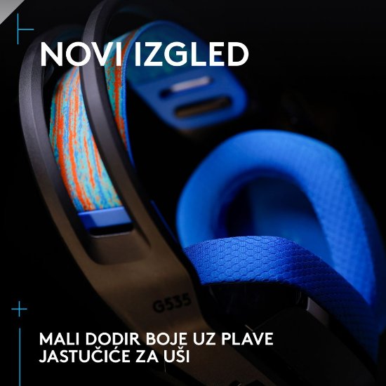 slušalke LOGITECH Gaming G535 Lightspeed, brezžične, črno-modre
