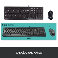 Tipkovnica + miška LOGITECH MK120 Desktop, črna, USB