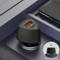 Avto polnilec VEGER CC50 QC 3.0, 38W, USB, USB-C PD, črni