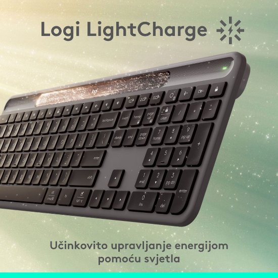 Tipkovnica LOGITECH Signature Slim Solar+, brezžična, bluetooth, črna