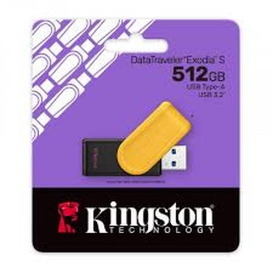 USB 3.2 pomnilniški ključek FLASH DRIVE, 512 GB, KINGSTON DataTraveler Exodia S DTXS/512GB, črno/rumen