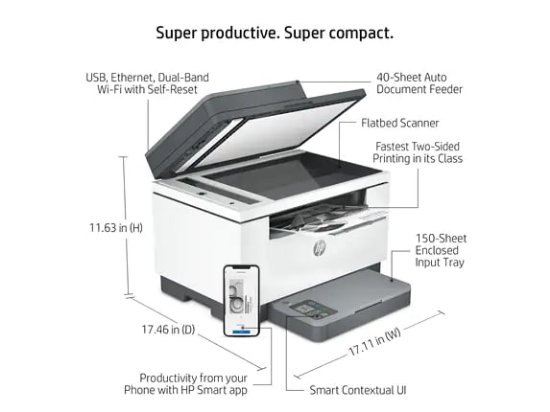 Multifunkcijski Tiskalnik HP LaserJet MFP M234sdw 6GX01F, Tiskalnik/scanner/copy, 600dpi, USB, LAN, WiFi, Bluetooth, beli