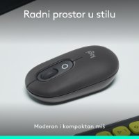 Miška LOGITECH POP, optična, brezžična, USB, BT, 1000dpi, siva