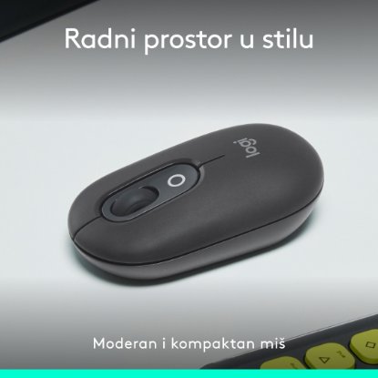 Miška LOGITECH POP, optična, brezžična, USB, BT, 1000dpi, siva