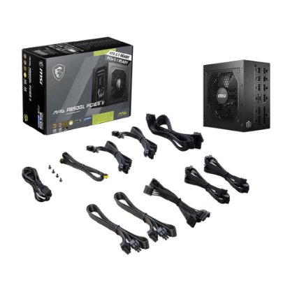 Napajalnik 850W, MSI MAG A850GL PCIE5 II, ATX v3.1, 120mm ventilator, modularno, 80+ Gold