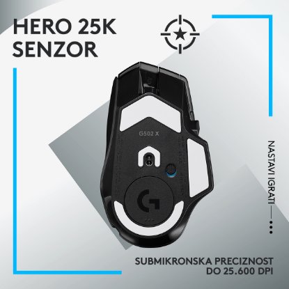 Miška LOGITECH Gaming G502 X Lightspeed, optična, 25000dpi, brezžična, črna, USB