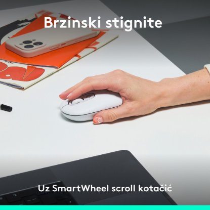 Tipkovnica + miška LOGITECH POP Icon Combo, brezžična, US Layout, BT, belo-oranžna