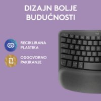 Tipkovnica LOGITECH Wave Keys, ergonomska, brezžična, črna