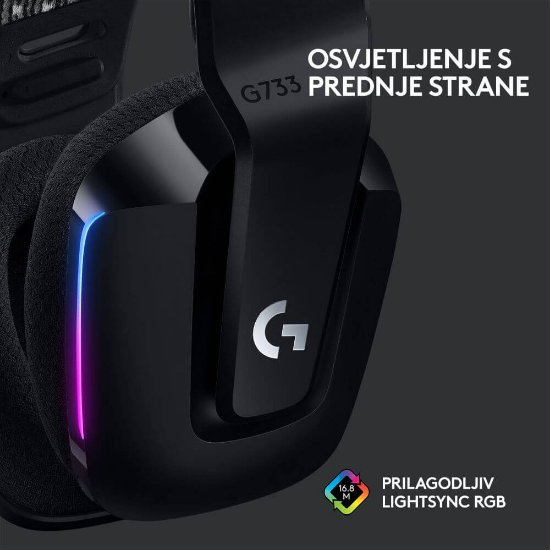 slušalke LOGITECH Gaming G733 Lightspeed, RGB, brezžične, črne