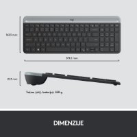 Tipkovnica + miška LOGITECH MK470 Slim Wireless, brezžična, črna
