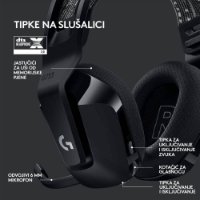 slušalke LOGITECH Gaming G733 Lightspeed, RGB, brezžične, črne