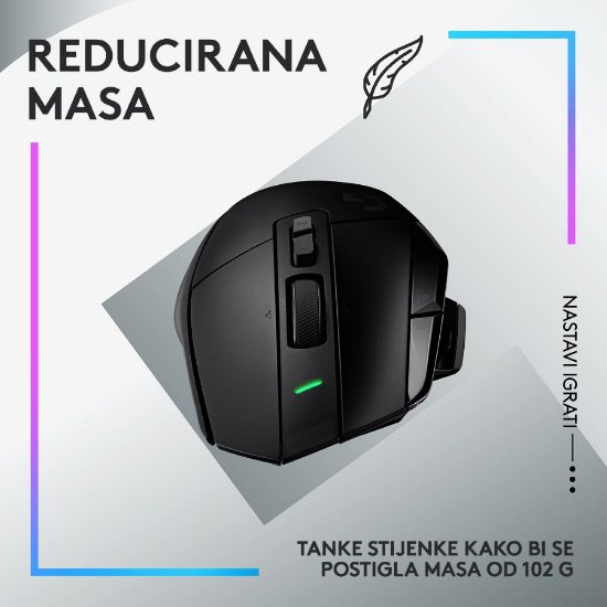 Miška LOGITECH Gaming G502 X Lightspeed, optična, 25000dpi, brezžična, črna, USB