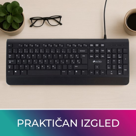 Tipkovnica OCTIO K200U, črna, USB