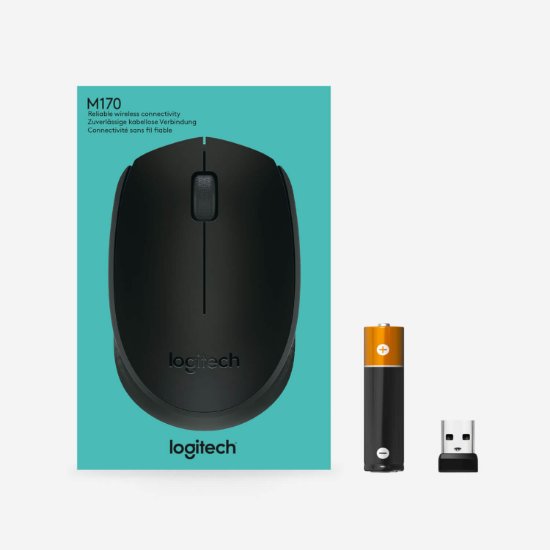 Miška LOGITECH B170, optična, 1000dpi, brezžična, črna, USB