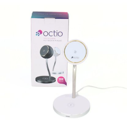 Polnilec OCTIO Volta Omnis, 4u1, 15W, za smartphone, AirPods, Apple Watch, lučke, brezžični, beli