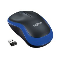 Miška LOGITECH M185, optična, brezžična, 1000dpi, crno-modra