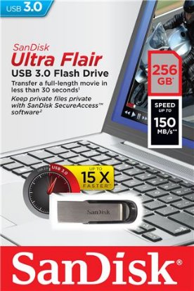 USB ključek 3.0 FLASH DRIVE, 256 GB, SANDISK Ultra Flair, SDCZ73-256G-G46