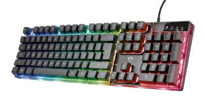 Tipkovnica TRUST GXT 835 Azor Illuminated Gaming, črna, UK Layout, USB