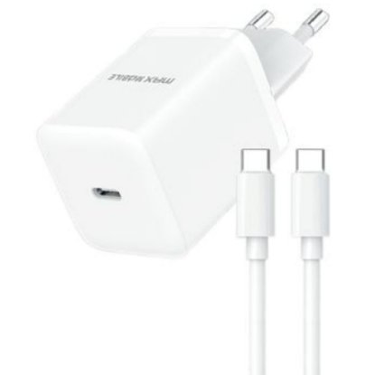 Hišni polnilec MAXMOBILE SET 2u1 TR385004, USB-C + KABEL, GaN 45W, bel
