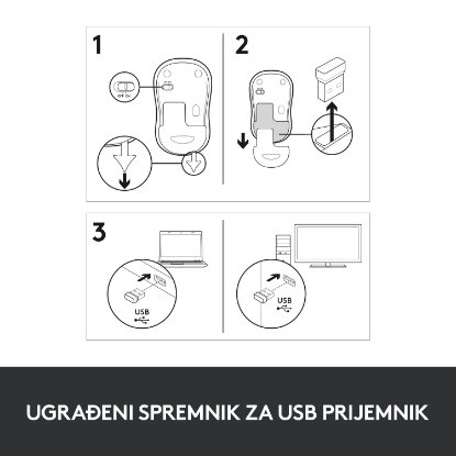 Miška LOGITECH M185, optična, brezžična, 1000dpi, crno-modra