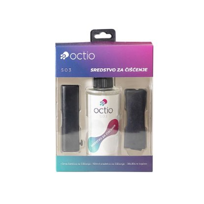 Čistilno sredstvo OCTIO S03, za zaslone, krpica, ščetka, sprej, 150 ml