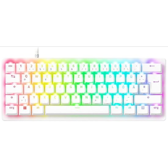 Tipkovnica RAZER Huntsman V3 Pro Mini White Edition, Analog Switch, RGB, US Layout, USB, bela